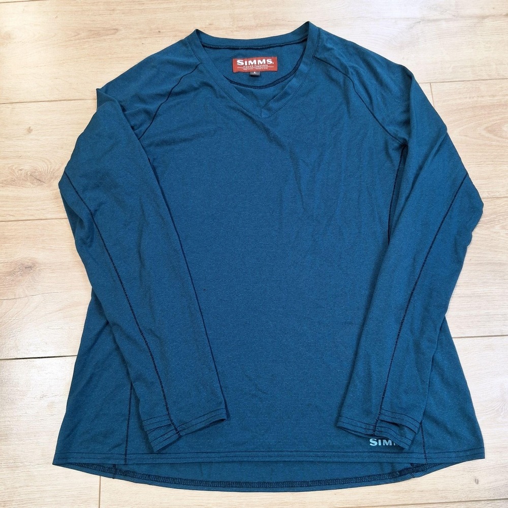 Simms Shirt Womens Large Blue Long Sleeve Lightweight Fishing Performance Top